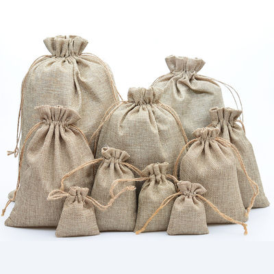 Recyclable Natural Elegant Hessian Burlap Drawstring Bags Wedding Favor Holder Gift Bag Hessian Pouch For Coffee Bean Candy