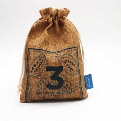 Recyclable Custom Coffee Bean Food Storage Packaging Bag Hemp Burlap Drawstring Pencil Pouch