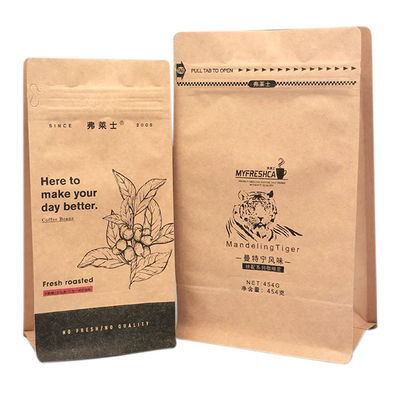 Wholesale Biodegradable Moisture Proof Resealable Coffee Beanbag Coffee Pouch Valve Zipper Paper Tea Bag Flat Bottom Kraft Bag