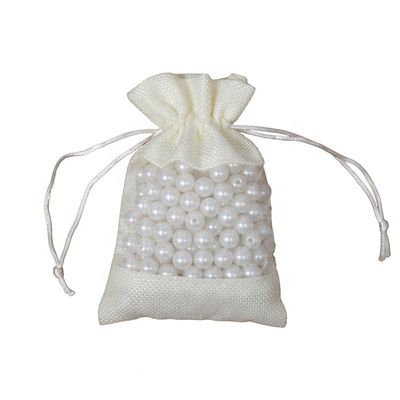 Dropshipping 10x14cm Jute Strong Wine Bottle Bags With Organza Window Covers Christmas Gift Bag Drawstring Pouch Bean Storage
