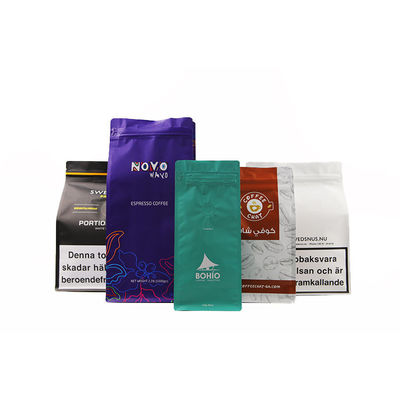Custom Moisture Proof Bags 340G Side Gusset Coffee Bag Pouch Flat Bottom Moisture Proof Coffee Bean Packaging Bags