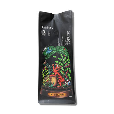 Flat Bottom Matte Coffee Bean Bags Nice Food Design With Valve Compostable Moisture Proof Aluminum 1KG