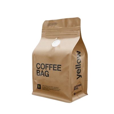 Custom Printed Pouch Recyclable Eco Friendly Zipper Bag Packing Biodegradable Kraft Paper Compostable Bean Coffee Bags With Valve
