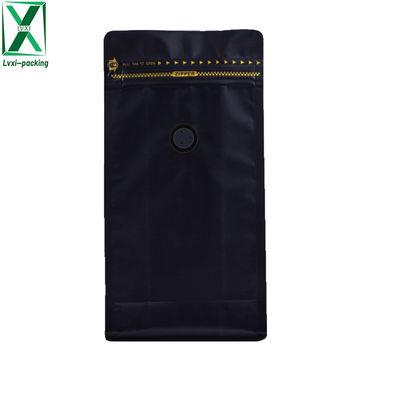 Custom Printed Private Label Matt Black Aluminum Foil Flat Bottom Coffee Moisture Proof Pouches