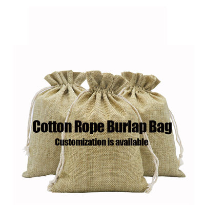 Natural Logo Printed Hessian Coffee Beans Natural Custom Packing Pouch Hessian Burlap Drawstring Gift Bag
