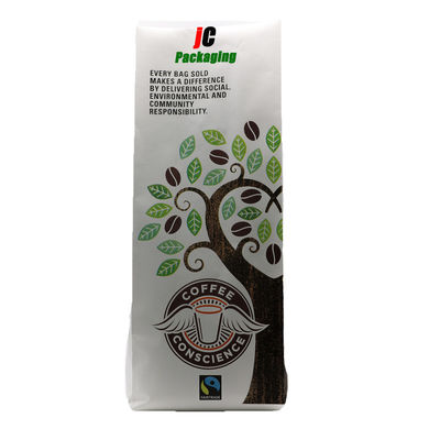 Custom Logo Matt White Flat Bottom Coffee Safety Tote Bags Stand Up Pouches With Valve