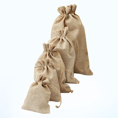100pcs Handled Burlap Bags with Drawstring, Burlap Gift Sack Jewelry Pouch Burlap Sack Packaging Storage Bags for Wedding Party